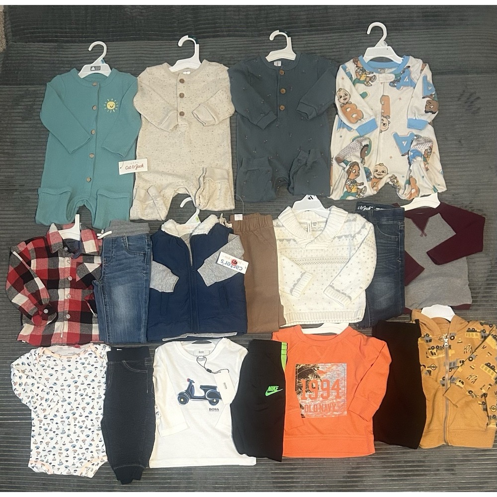 Huge Lot Baby Boys Clothes 12 M Months NEW &EC Carters Nike Winter Janie & Jack